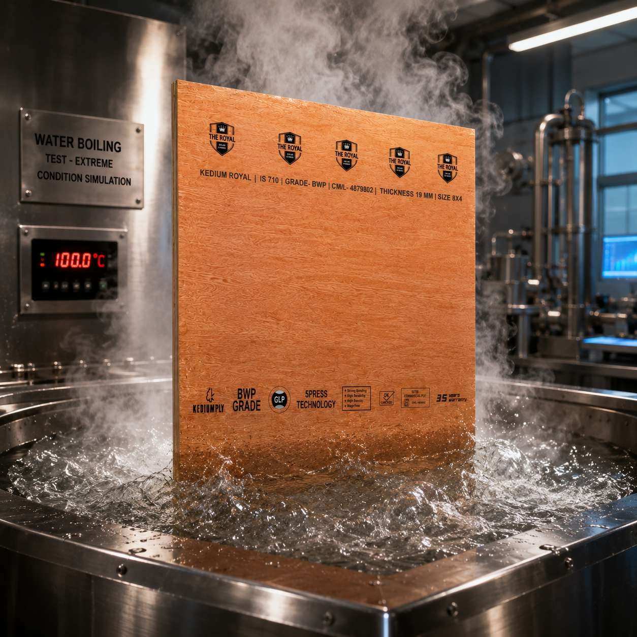 Kedium Royal panel undergoing a boiling water resistance test