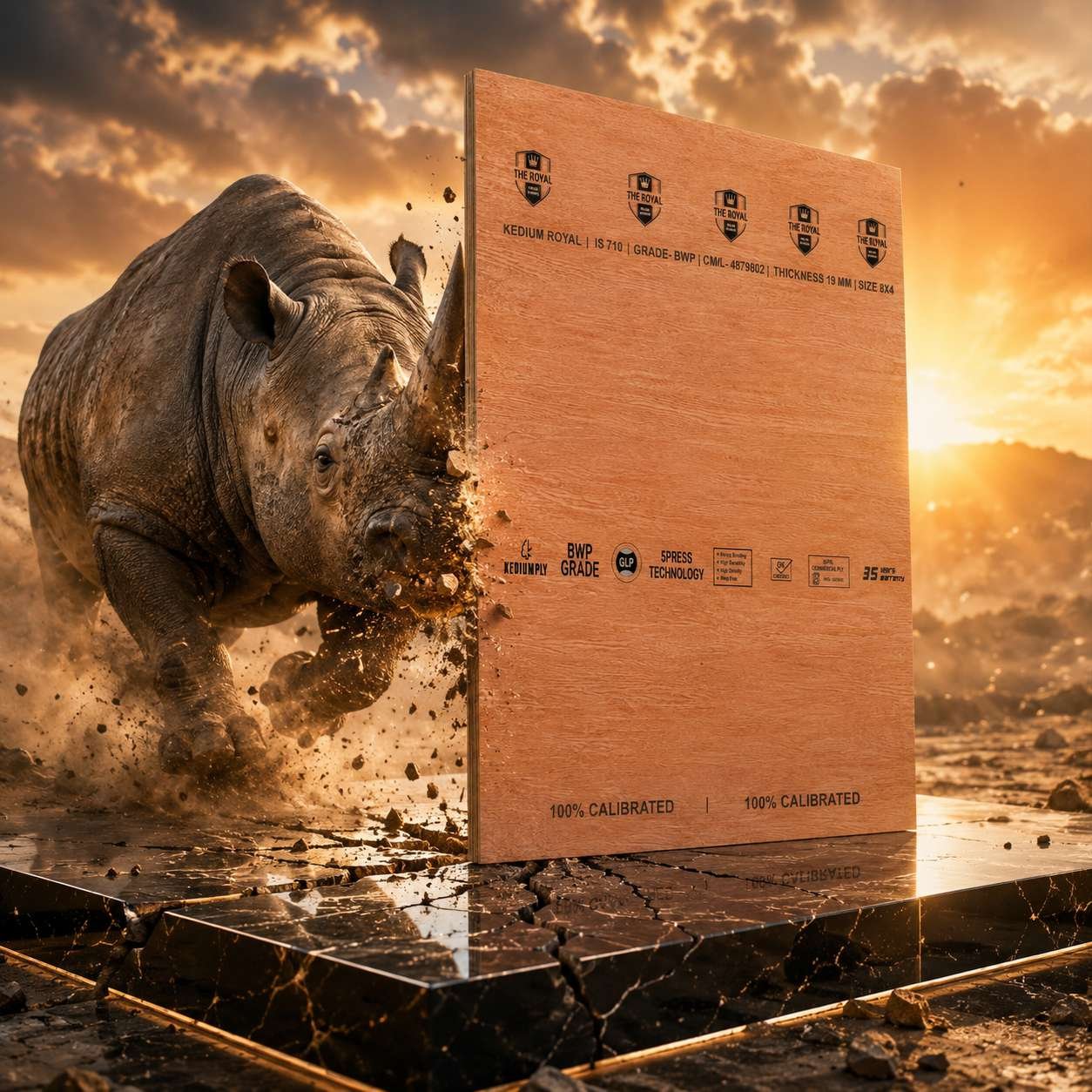 Kedium Royal panel set against dramatic storm and construction backdrop