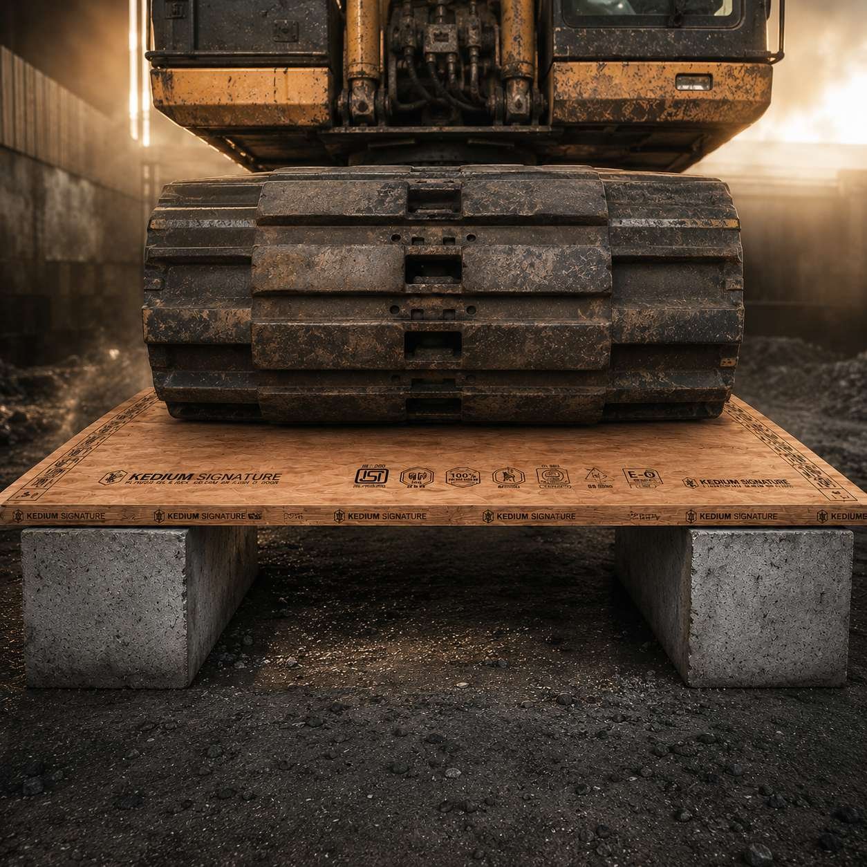 Kedium Signature panel supporting excavator tracks