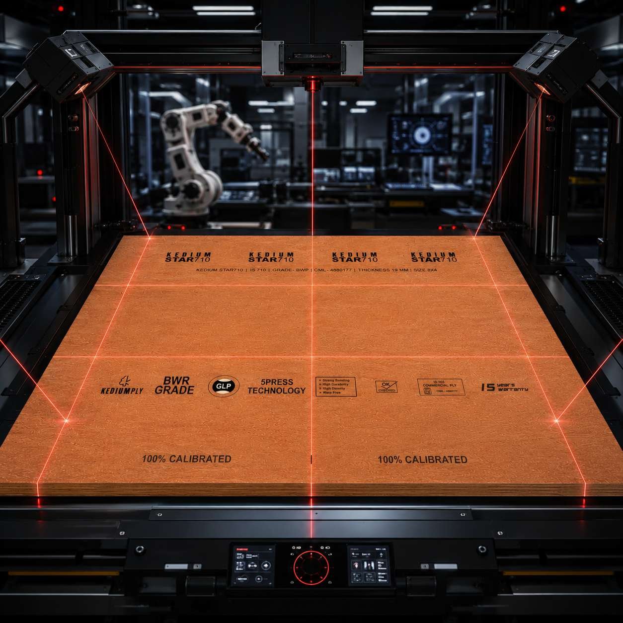 Kedium Star 710 panel under a laser quality inspection system